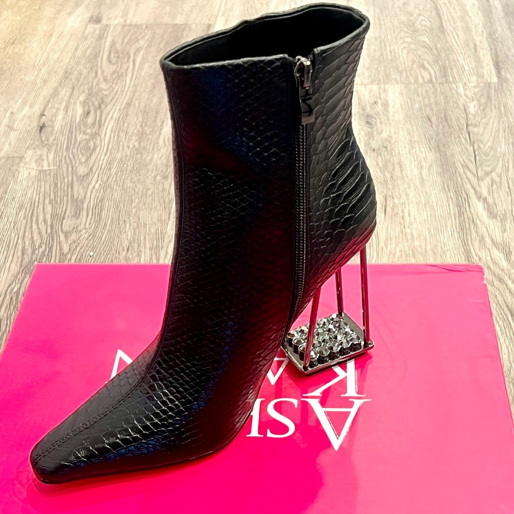 Ashley Kahen Glam Heeled Booties Black